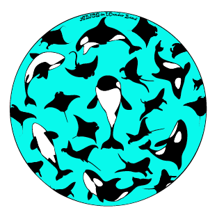 シャチandモブラの防水ステッカー 直径5cm 色はブルー