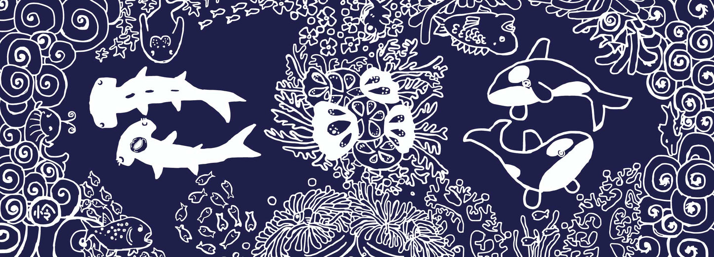 怜子の手書き 海の仲間達手ぬぐい