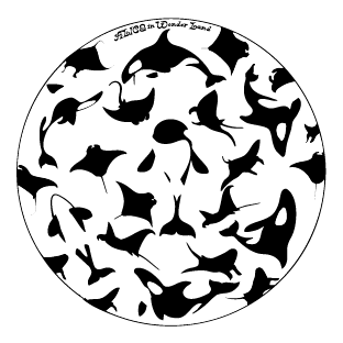 シャチandモブラの防水ステッカー　直径10cm　色は白