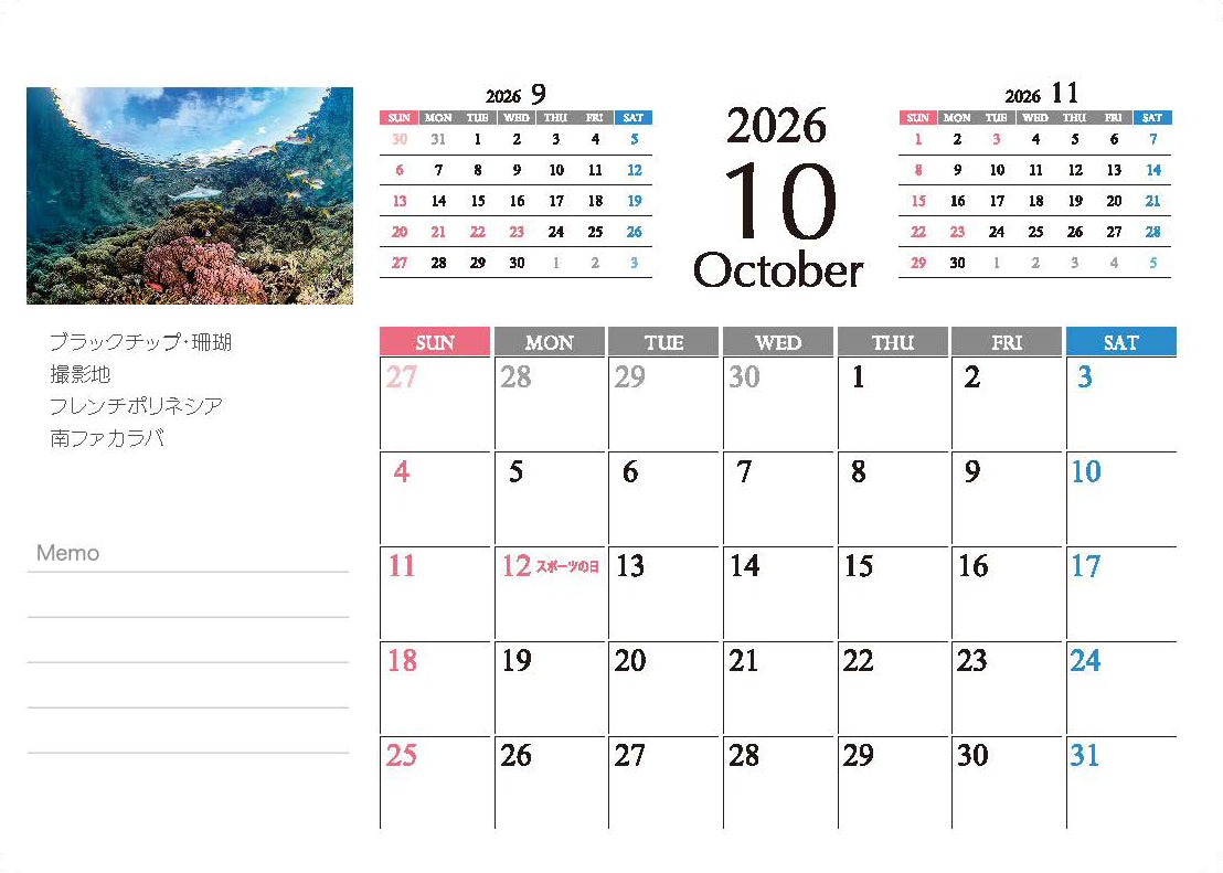 海の絶景 2026年 卓上カレンダー 高橋怜子