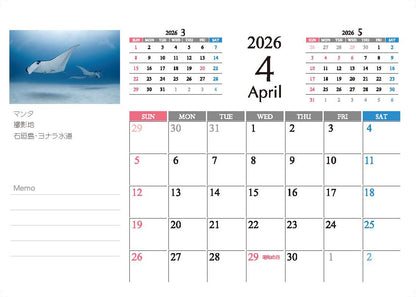 海の絶景 2026年 卓上カレンダー 高橋怜子