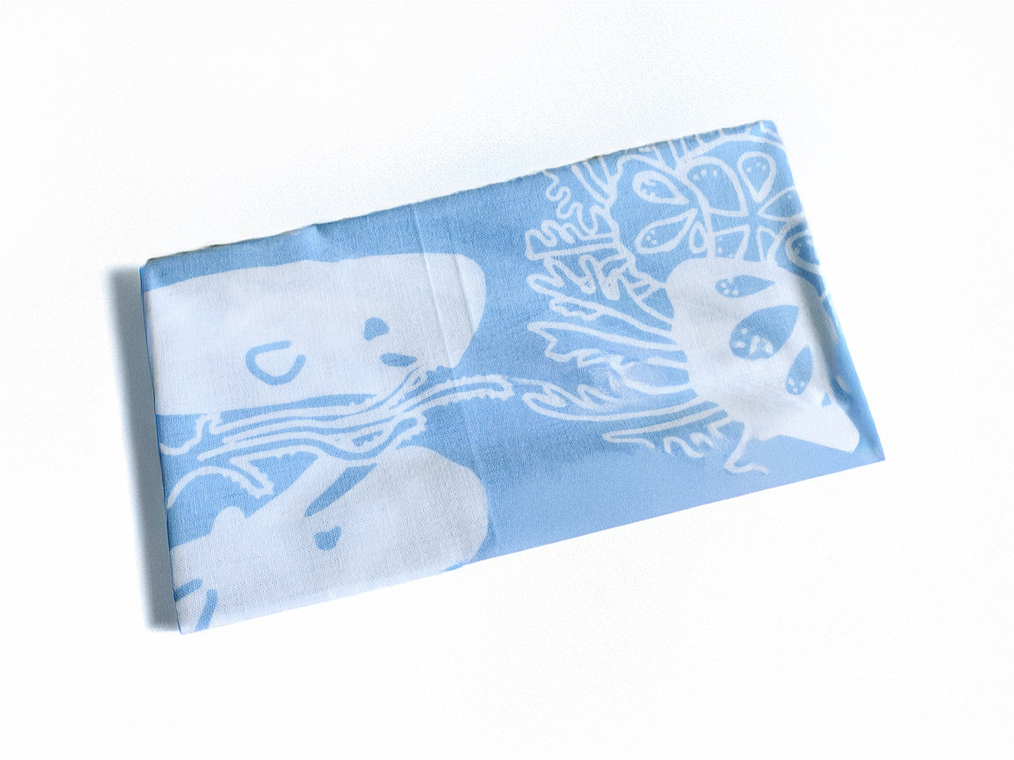 怜子の手書き　海の仲間達手ぬぐい (2025年版 薄い水色)